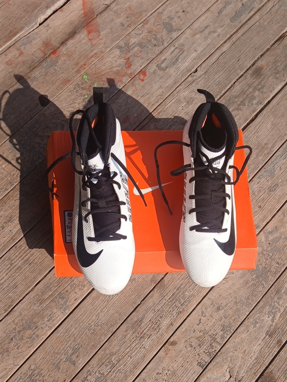 Nwt Nike Alpha Huarache  Cleats Mens White and Black Size 12